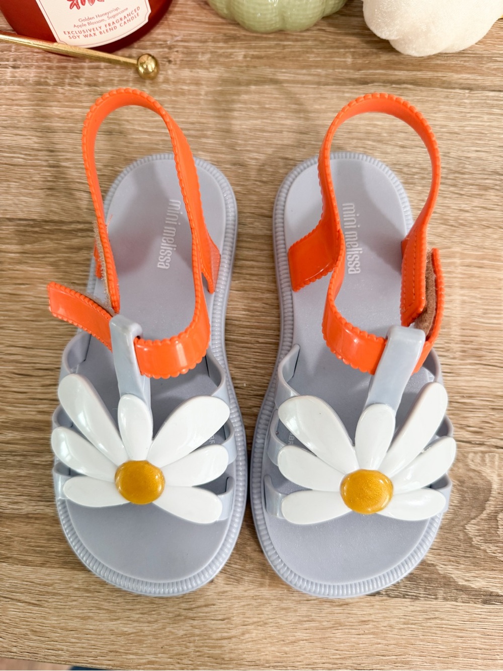 Mini Melissa Daisy Jelly Sandals Orange Purple Floral Whimsy Kidcore Size 12